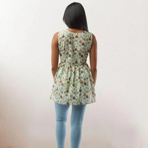 Light Green Printed Short Top with Latkans | Muvvas Boutique - Picture 5 of 5